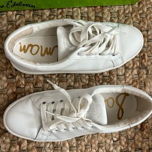 Sam Edelman Women's White Leather Sneakers.Worn in home only literally New!